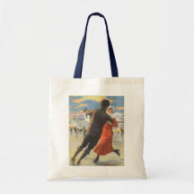 Couple in Love Ice Skating on Christmas Day Canvas Bag