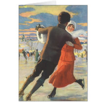 Couple in Love Ice Skating on Christmas Day Card