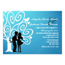 Couple Silhouette Engagement Party Custom Invitation