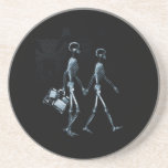 Couple Travelling X-Ray Vision Skeletons - Blue Drink Coaster