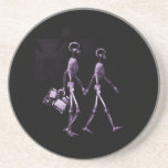 Couple Travelling X-Ray Vision Skeletons - Purple Beverage Coasters