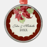 Couple's Christmas Together Poinsettia Personalise Christmas Tree Ornament