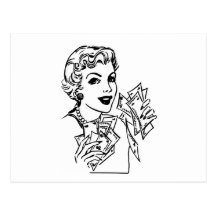 Coupon Money Lady - Add Your Text Post Card