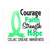 Courage Faith Strength Hope Celiac Disease Post Cards