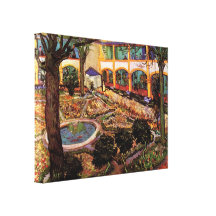 Courtyard of the Hospital at Arles by van Gogh Stretched Canvas Print
