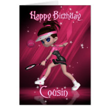 Cousin Birthday Card - Tennis