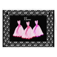 COUSIN - Bridesmaid Invitation PINK Gowns Greeting Cards
