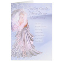 Cousin Bridesmaid Request Card With Violet Blue an