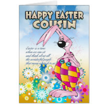 Cousin Easter Card - Easter Bunny Flowers
