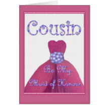 COUSIN Maid of Honour PINK Flower Petal Dress Greeting Card