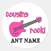 Cousins Rock! with Pink Guitar Stickers