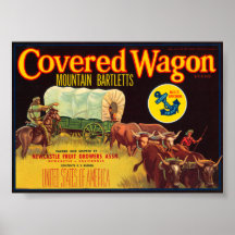 Covered Wagon Brand Mountain Bartletts Vintage Cra Poster