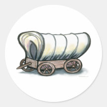Covered Wagon Round Sticker