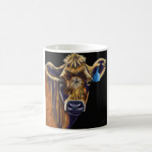 Cow Art - Lucky Number Seven Coffee Mugs