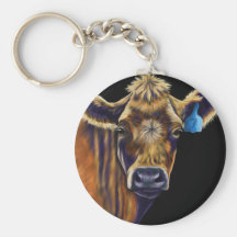 Cow Art - Lucky Number Seven Keychain