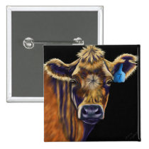 Cow Art - Lucky Number Seven buttons