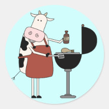 Cow Barbeque Tshirts and Gifts Round Sticker