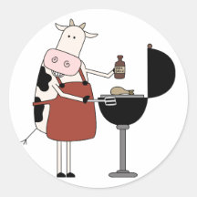 Cow Barbeque Tshirts and Gifts Round Stickers