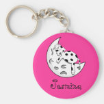 Cow Sleeping On The Moon Personalised Name Gift Key Chains