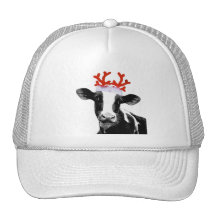 Cow with Reindeer Antlers Hat