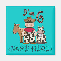 Cowboy  6th Birthday Fridge Magnet