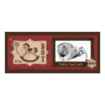 Cowboy Baby Tall Announcement Card