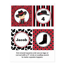 Cowboy Cupcake Toppers Postcard