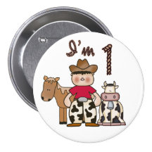Cowboy  First Birthday Pinback Buttons