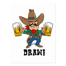 Cowboy Holding Beer Mugs Postcards