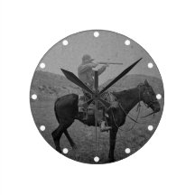 Cowboy Hunting on Horseback One Shot Wallclocks