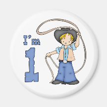 Cowboy Roper 1st Birthday Magnets