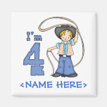 Cowboy Roper 4th Birthday Magnets