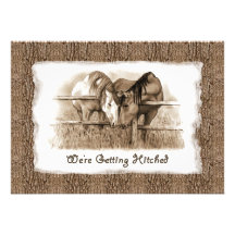 Cowboy Wedding Invitation: Getting Hitched: Horses