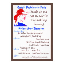 Cowgirl Bachelorette Party Custom Invite