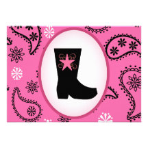 Cowgirl Boot Birthday Invitation