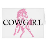 Cowgirl Bronc Horse (pink horse version) Greeting Card