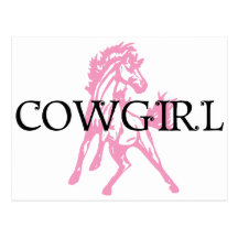 Cowgirl Bronc Horse (pink horse version) Post Cards