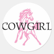 Cowgirl Bronc Horse (pink horse version) Sticker