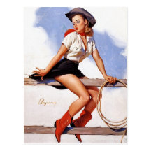 Cowgirl on a Fence Pin-Up Post Cards