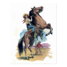 Cowgirl on Horse Postcard