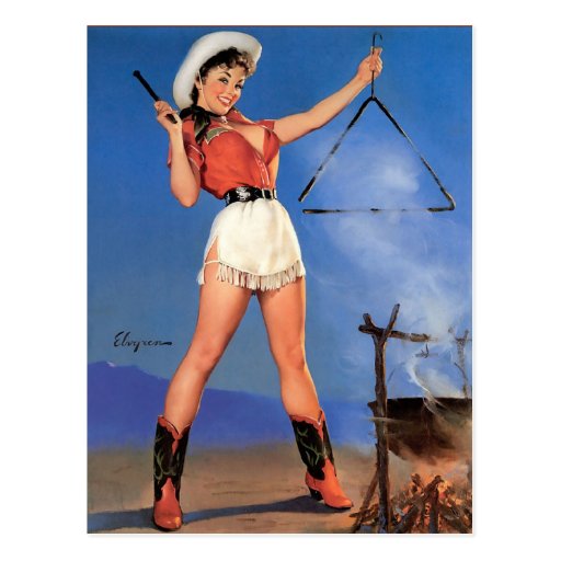 Cowgirl Pin-Up 1 Post Card