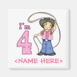 Cowgirl Roper 4th Birthday Fridge Magnet