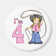 Cowgirl Roper 4th Birthday Refrigerator Magnets