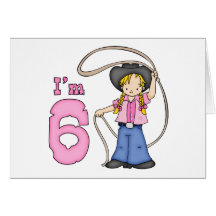 Cowgirl Roper 6th Birthday Greeting Cards