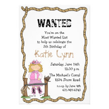 Cowgirl Roundup Birthday Party Invitation