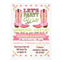 Cowgirl Western Bachelorette Party Invitations
