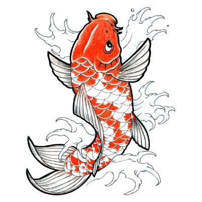 Coy Fish Tattoo Style white