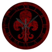 Cracked red Fleur De Lis Wallclock