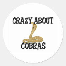 Crazy About Cobras Round Sticker