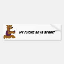 Crazy Cartoon Bear With Cell Phone Bumper Stickers